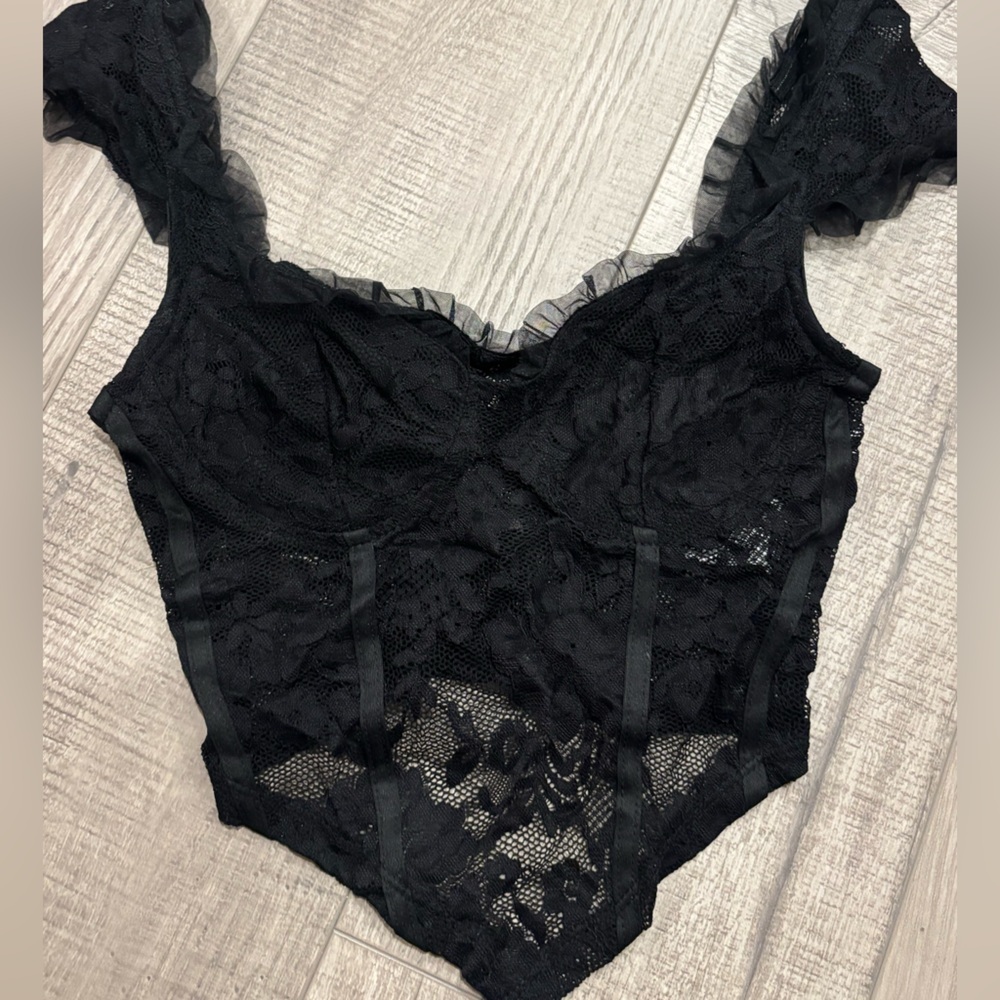 SHEIN Lace Black Crop Top / Lingerie XS